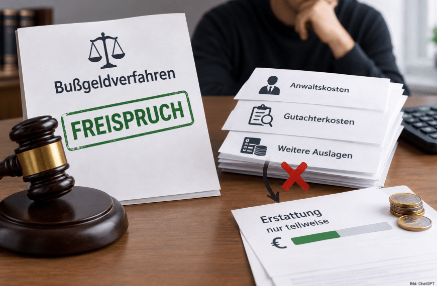 Freispruch im Bußgeldverfahren und trotzdem bekomme ich nicht alle meine Auslagen (d.h. Kosten für Verteidiger, Gutachter etc.) ersetzt. Wie kann das sein?